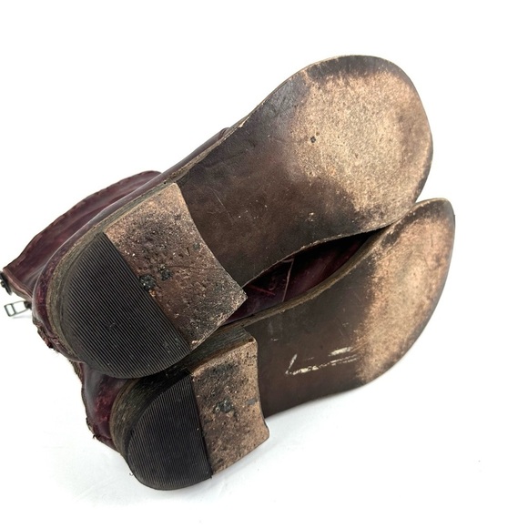 Free People Faryl Robin Dakota Ankle Boot 10 Oxblood Distressed Leather Zip Up - Picture 9 of 9